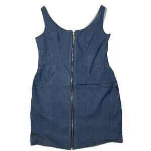 Venus Denim Dress Women’s M Zipper Front Pockets Sleeveless Western